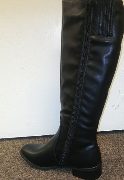 New Women's Black Knee High Riding Boots - Picture 6 of 11